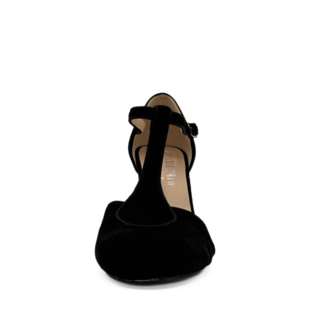 Mulberry Suede T-Strap Heels