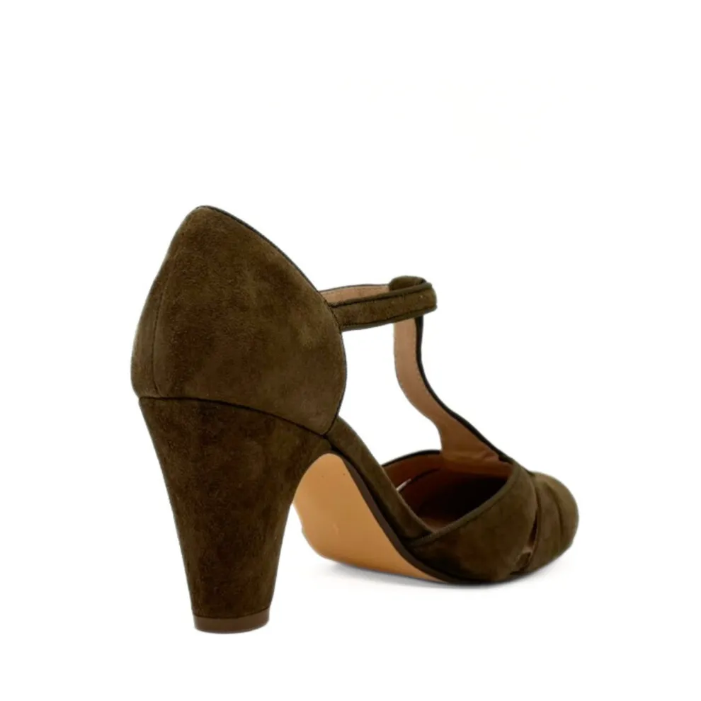 Mulberry Suede T-Strap Heels