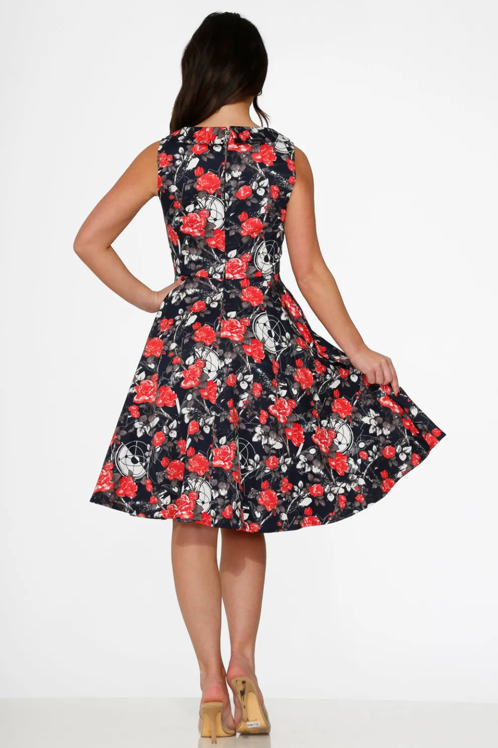 Navy Floral Swing Dress