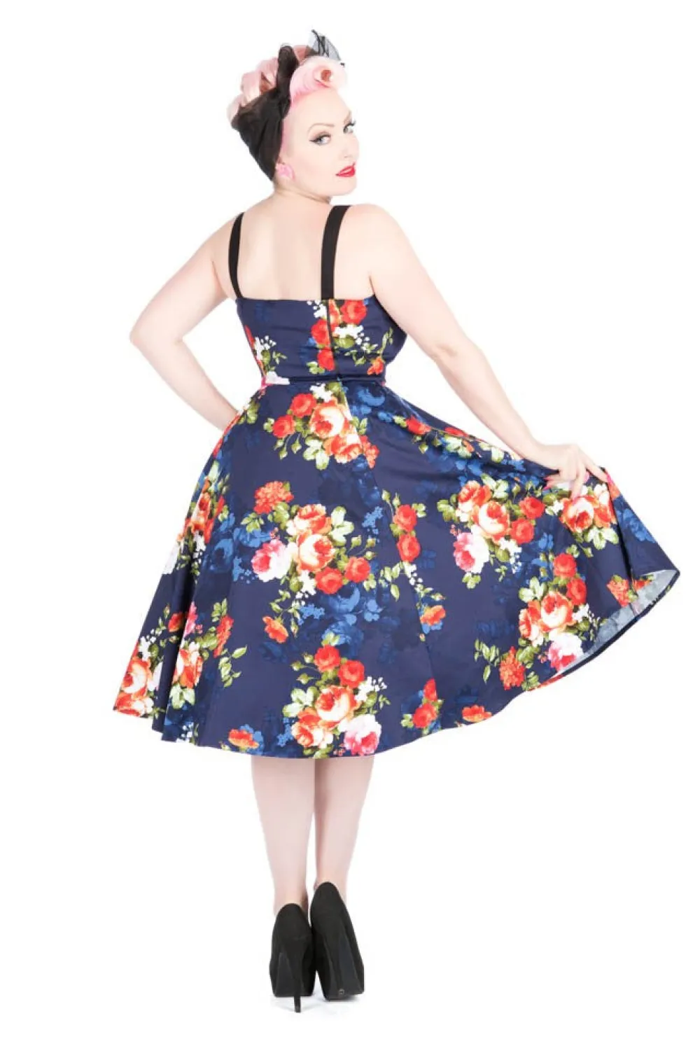 Navy Floral Swing Dress