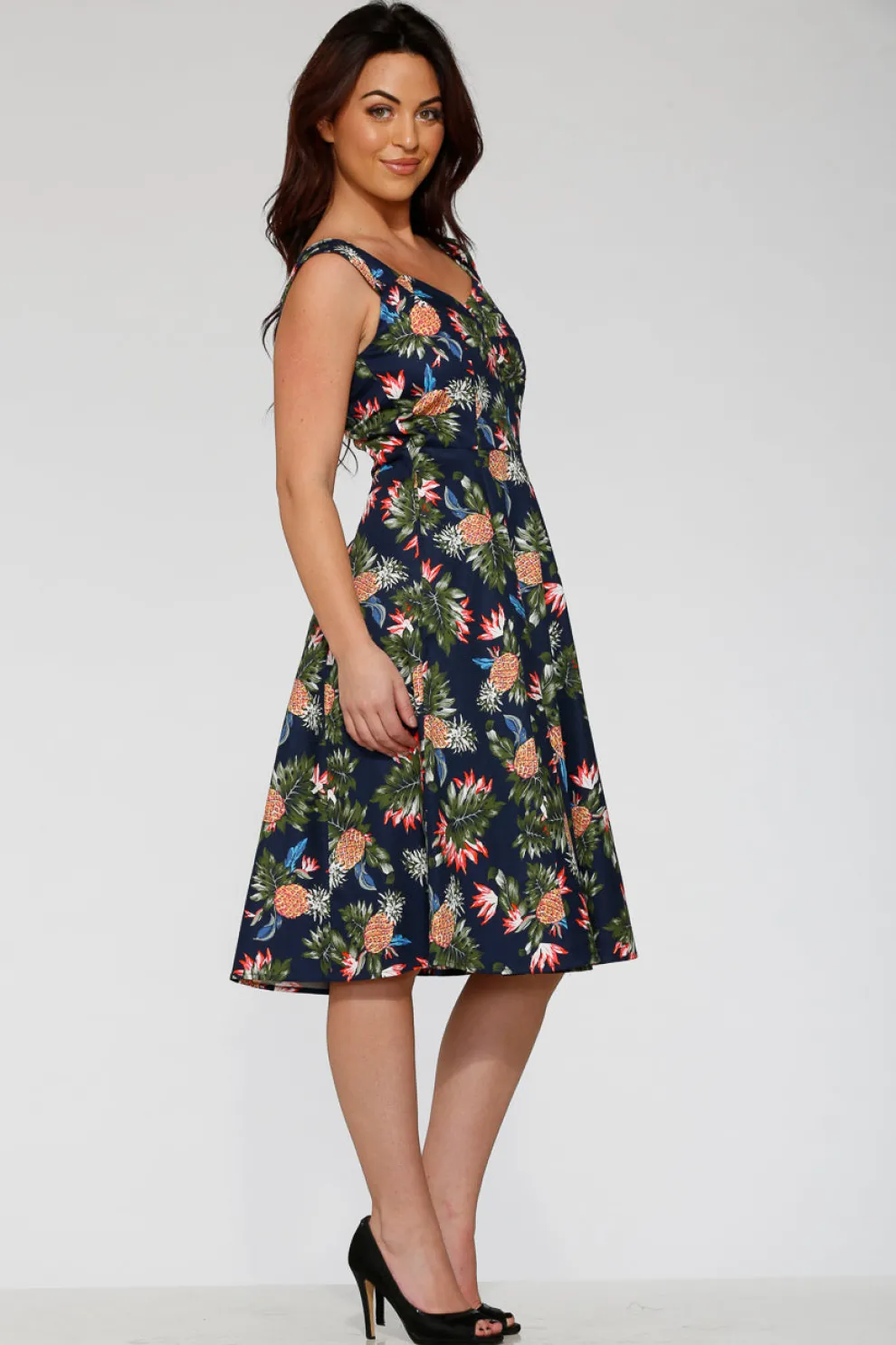 Navy Hawaiian Swing Dress