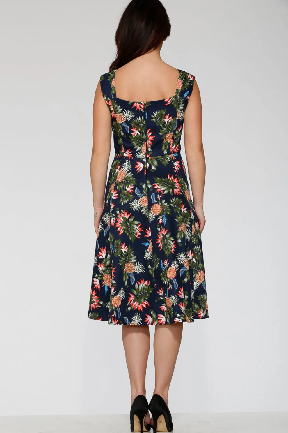 Navy Hawaiian Swing Dress