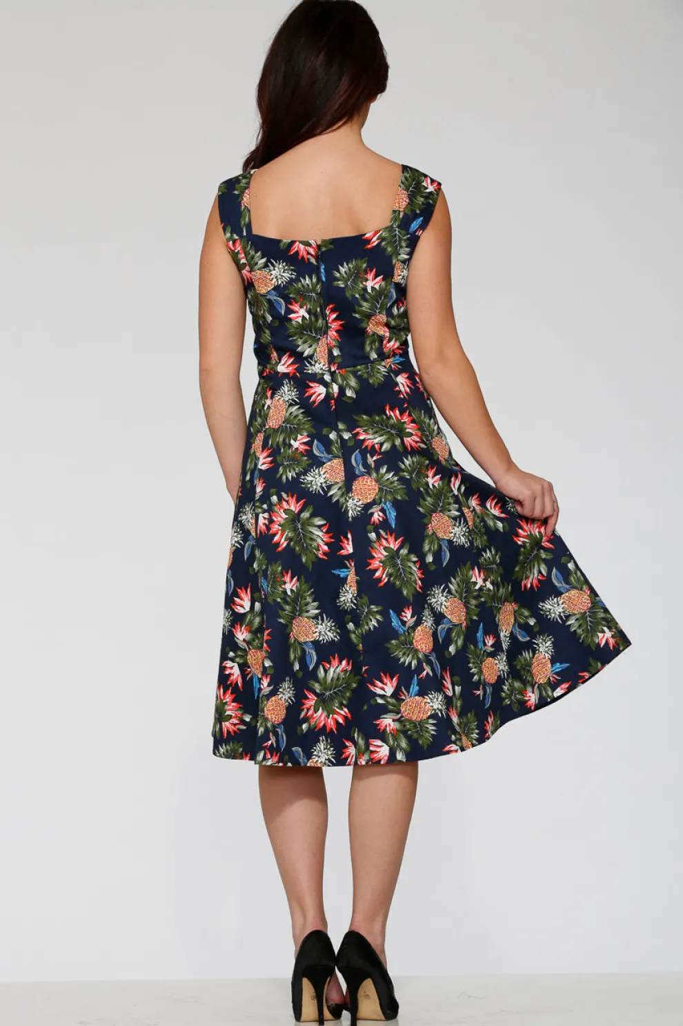 Navy Hawaiian Swing Dress