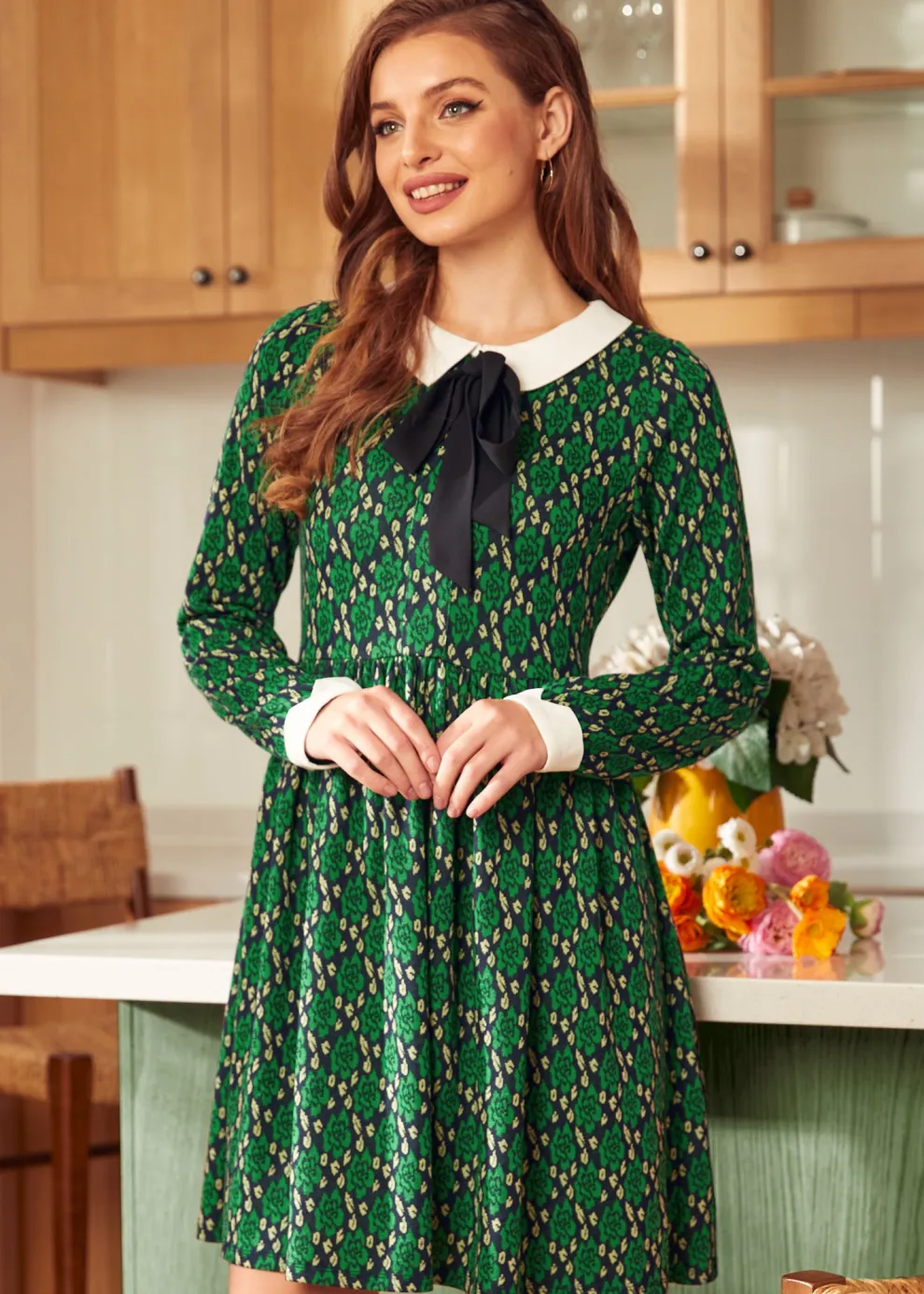 Nifty Fifties Flare Collar Dress