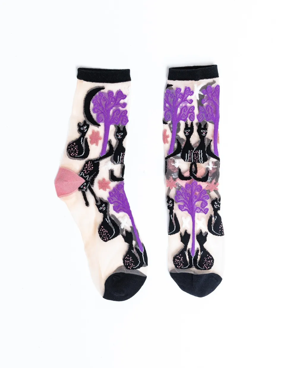 Nocturnal Cats Sheer Crew Sock
