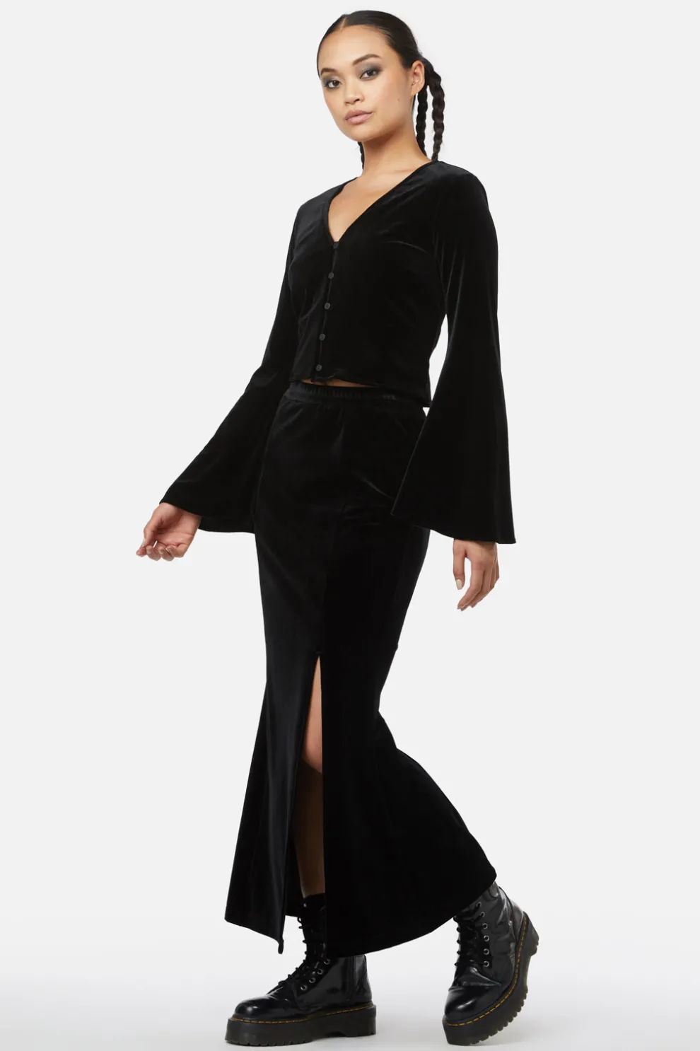 Obsidian Velvet Flare Top