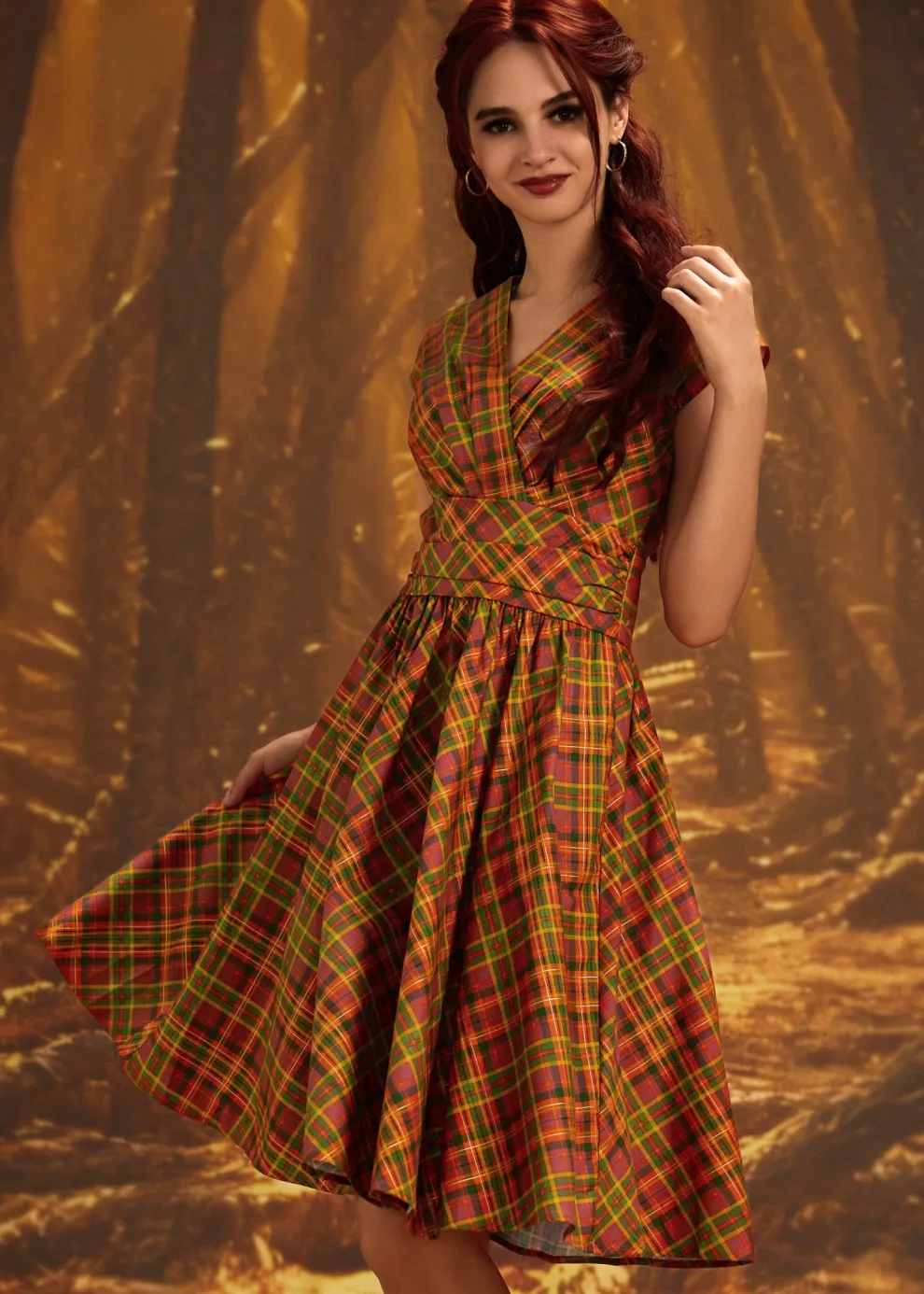 Orange Plaid Greta Dress