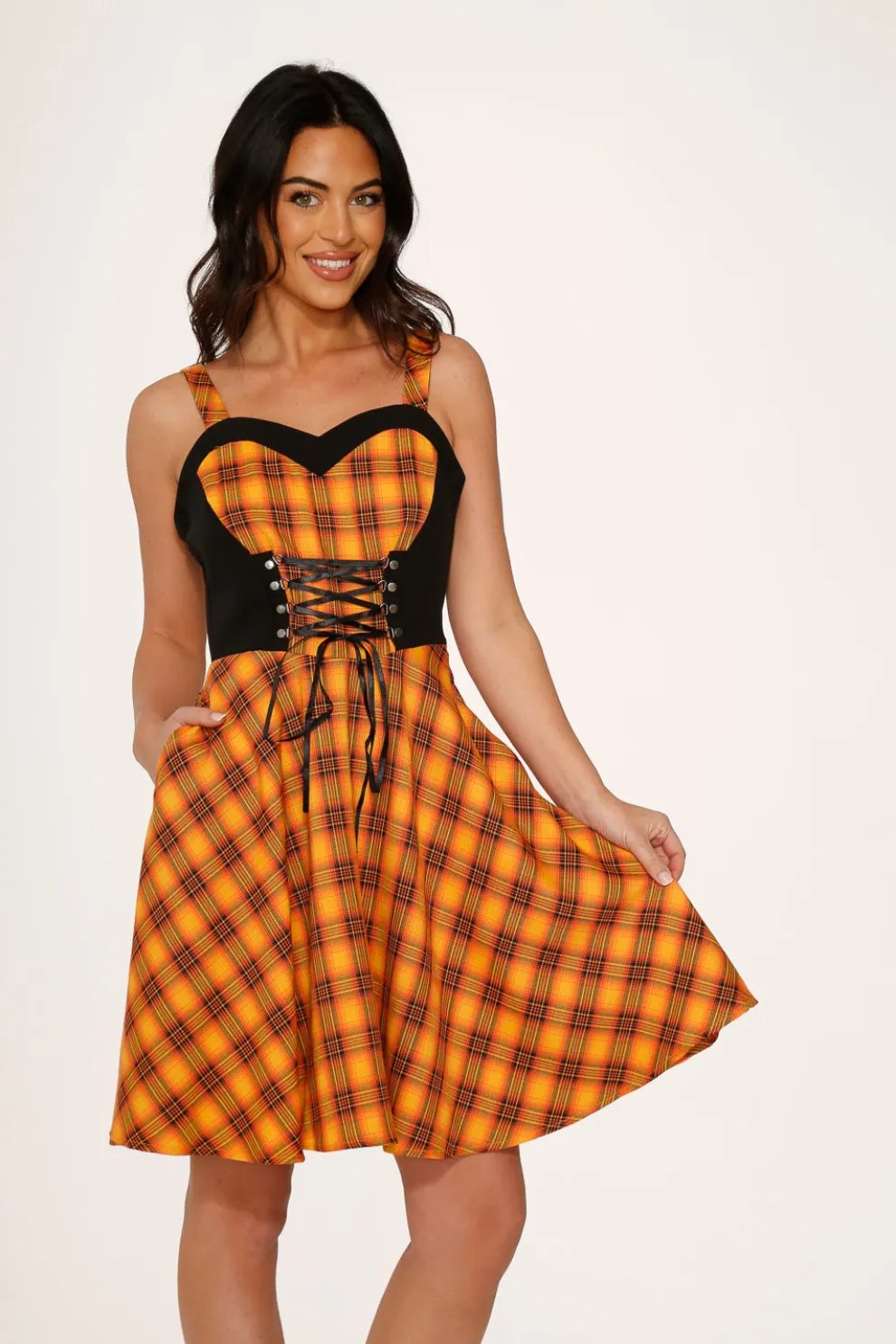 Orange Plaid Swing Dress