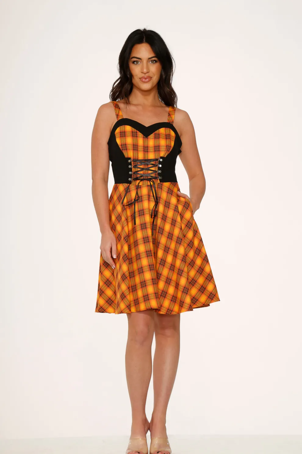 Orange Plaid Swing Dress