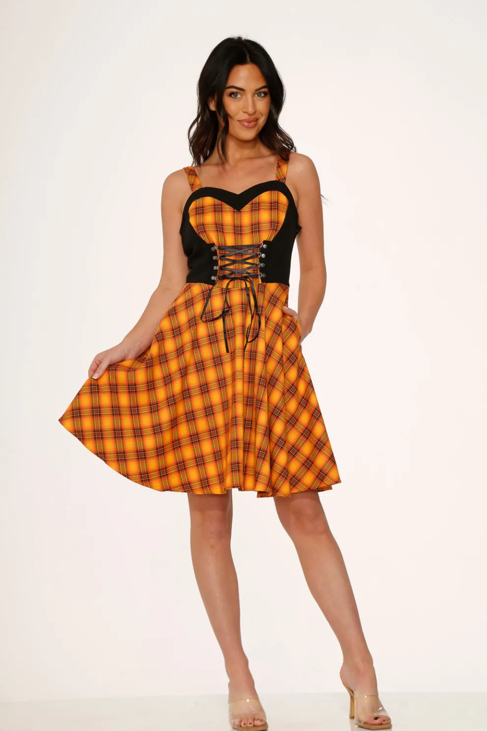 Orange Plaid Swing Dress