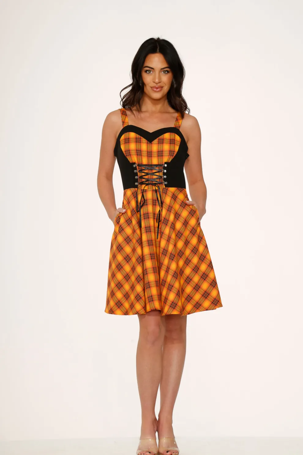 Orange Plaid Swing Dress