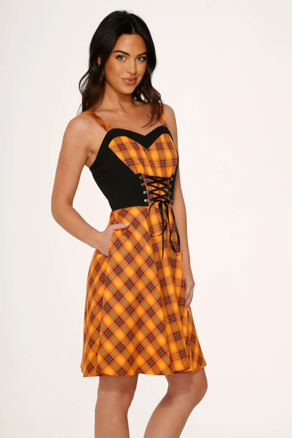 Orange Plaid Swing Dress