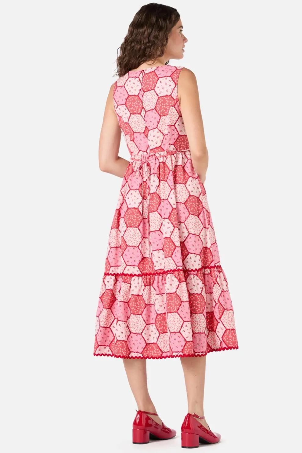 Patchwork Tiered Midi Dress