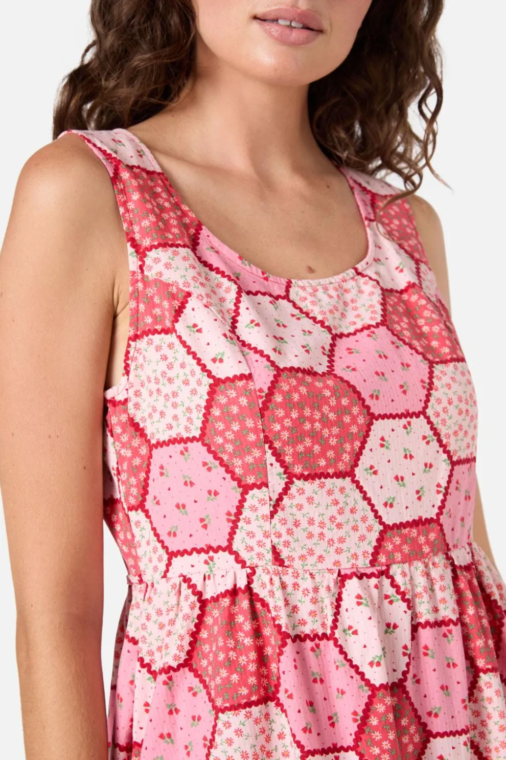 Patchwork Tiered Midi Dress