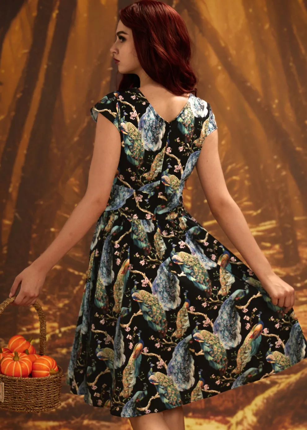 Peacock on Branches Greta Dress