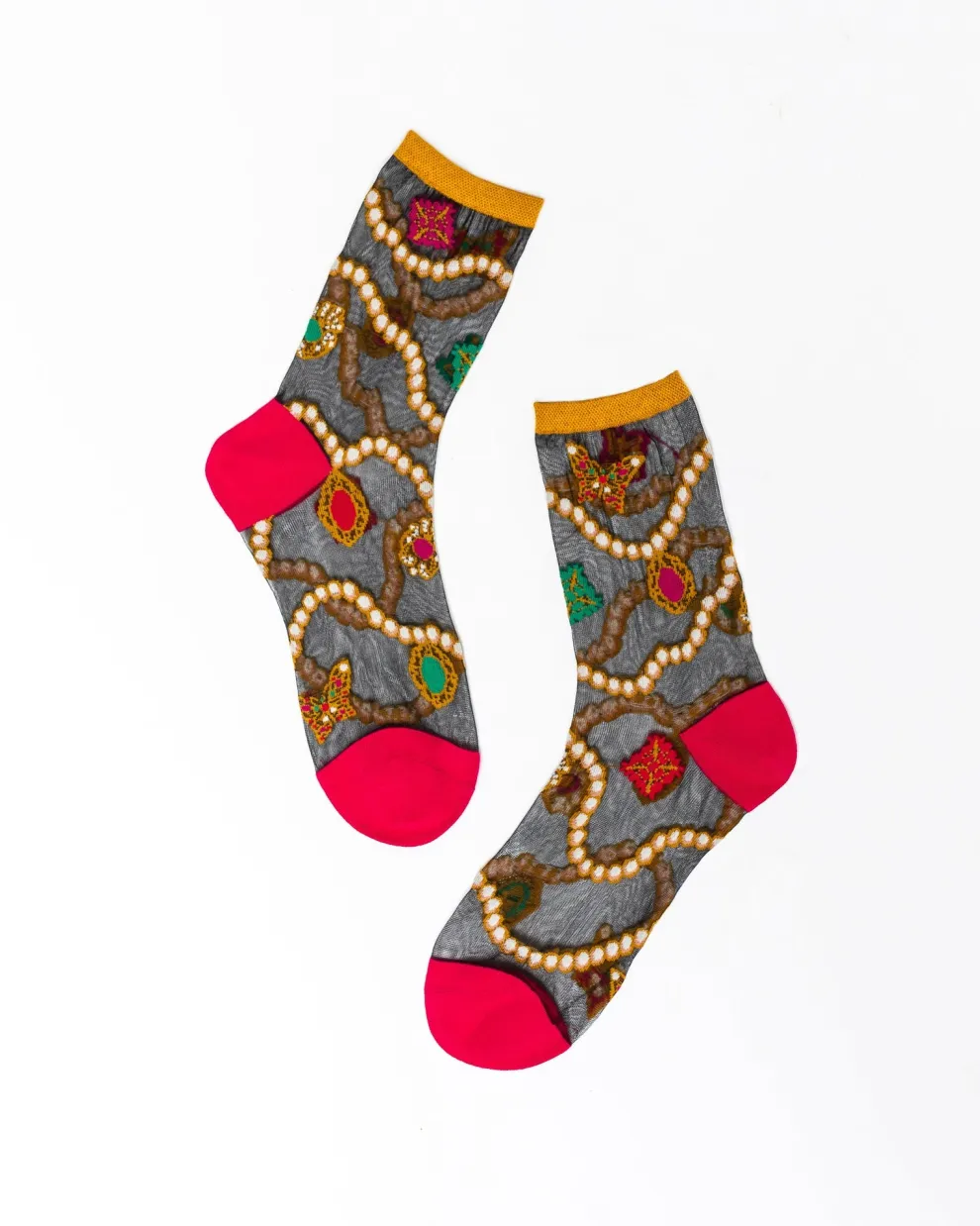 Pearls & Jewels Black Sheer Ankle Sock