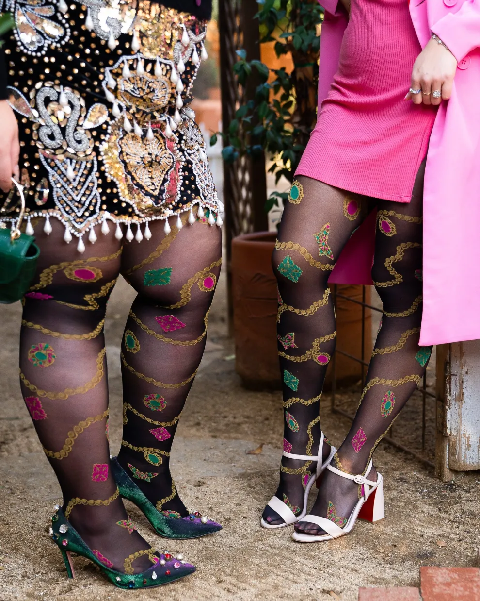 Pearls & Jewels Black Sheer Tights