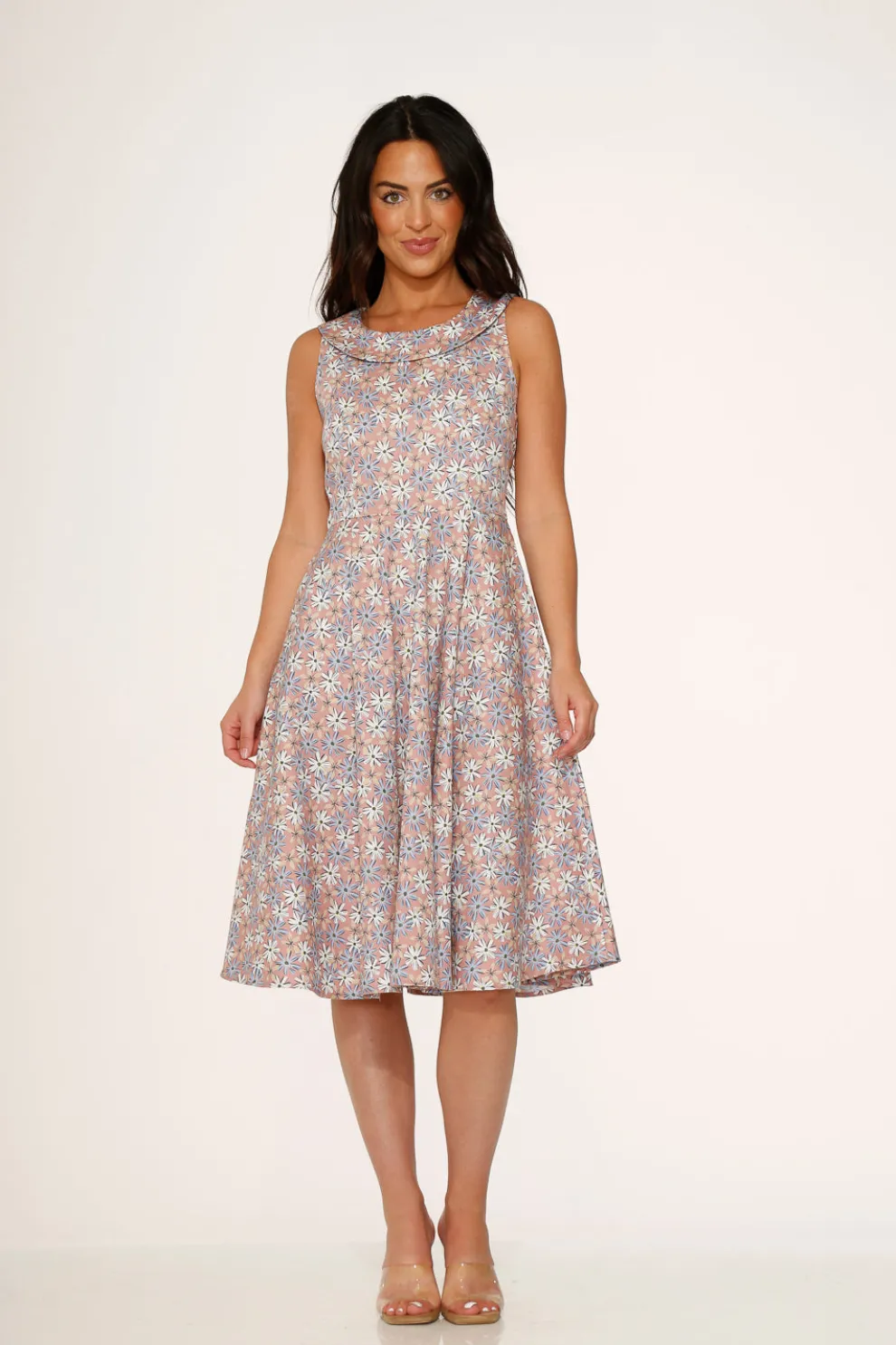 Pink Daisy Floral Swing Dress