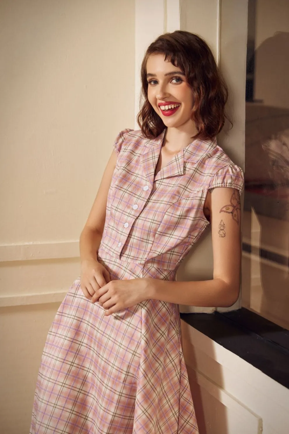 Pink Plaid Swing Dress