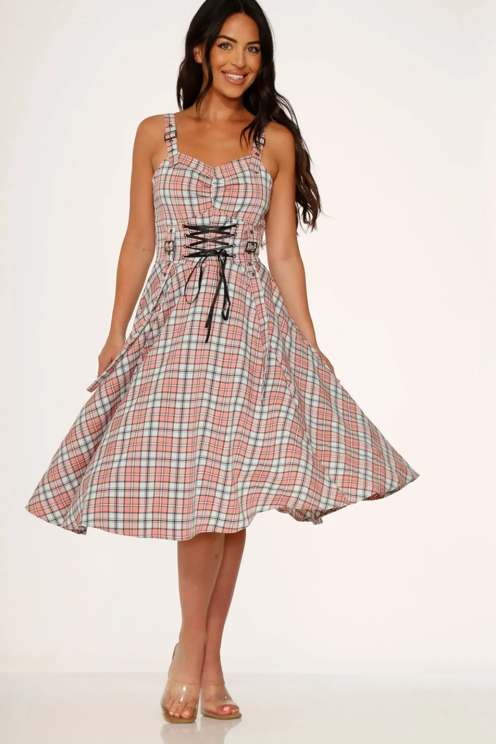 Pink Plaid Swing Dress
