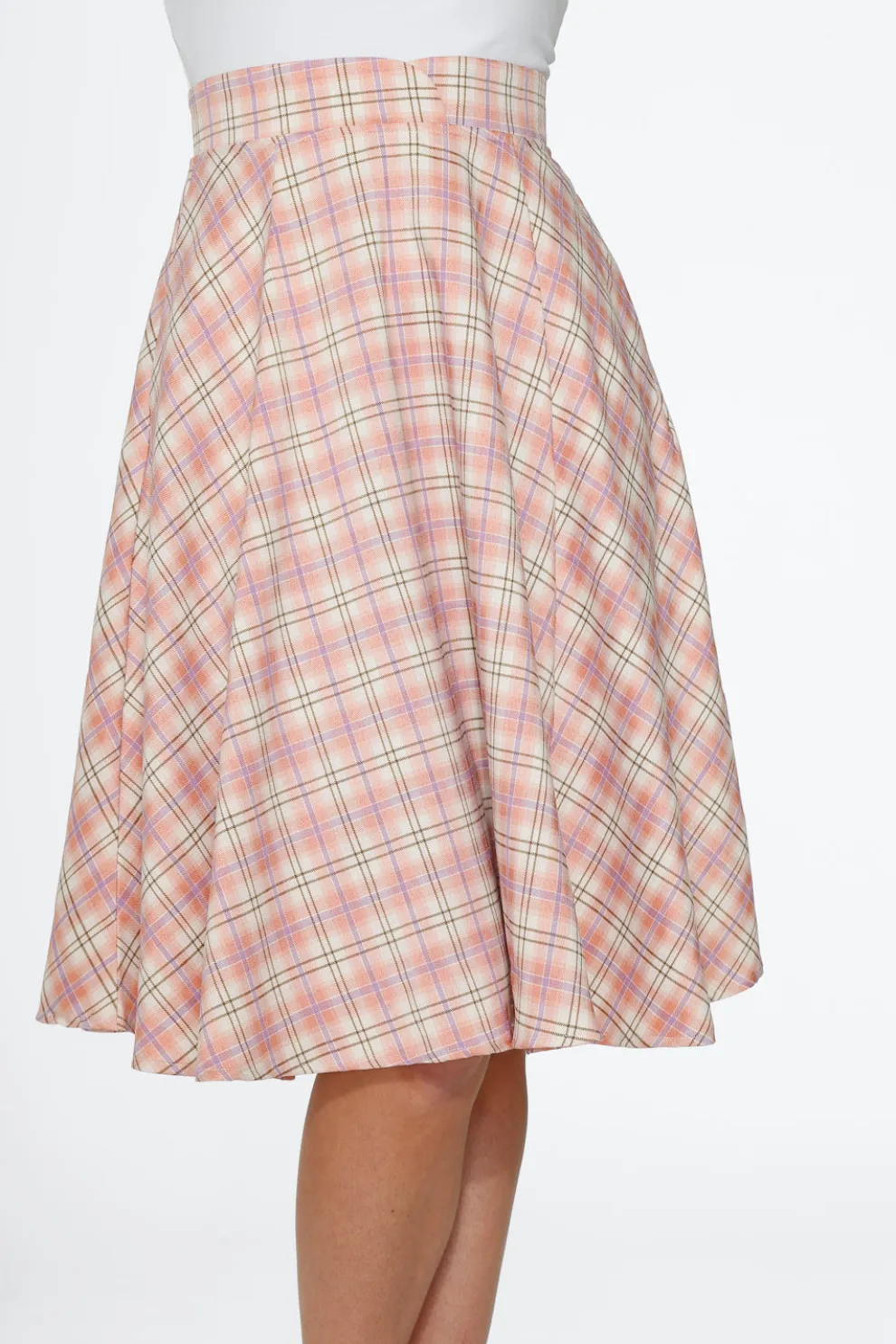 Pink Plaid Swing Skirt