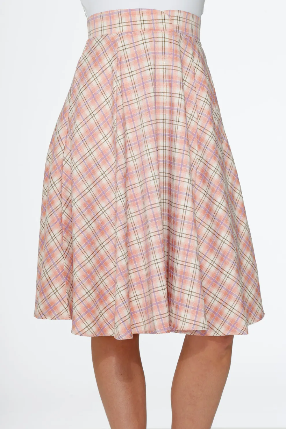 Pink Plaid Swing Skirt