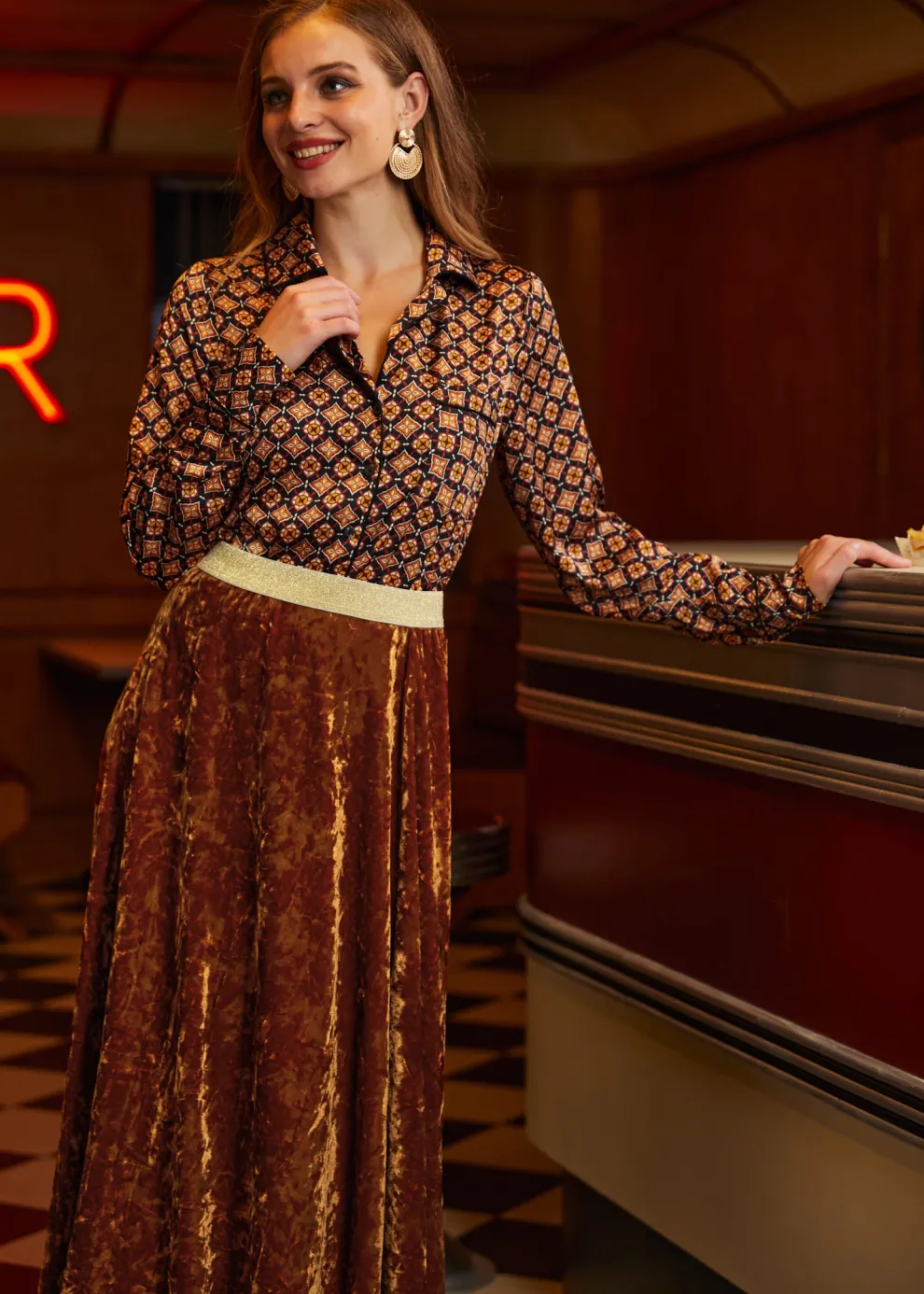 Playful Past Long Sleeve Blouse