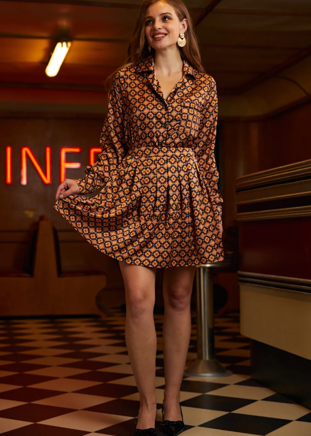 Playful Past Long Sleeve Blouse