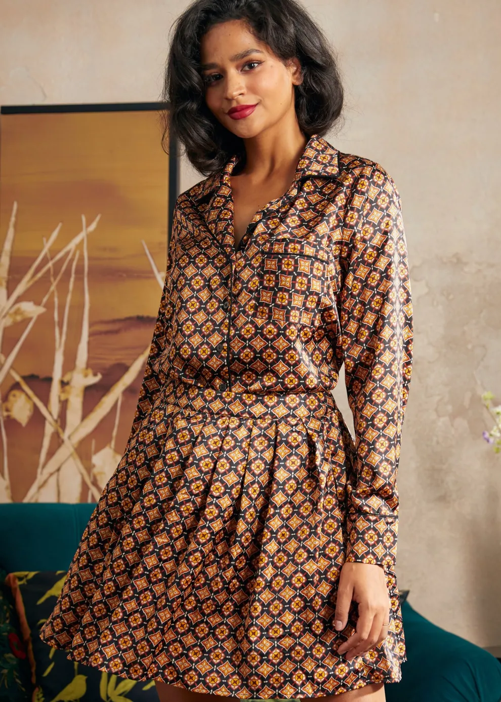 Playful Past Long Sleeve Blouse