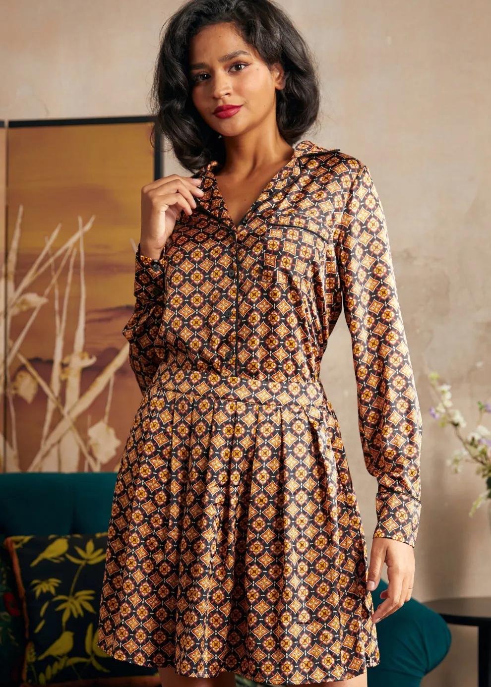 Playful Past Long Sleeve Blouse