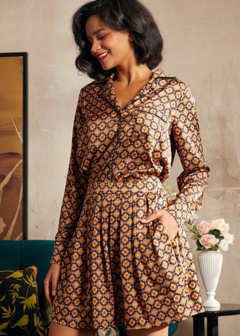 Playful Past Long Sleeve Blouse