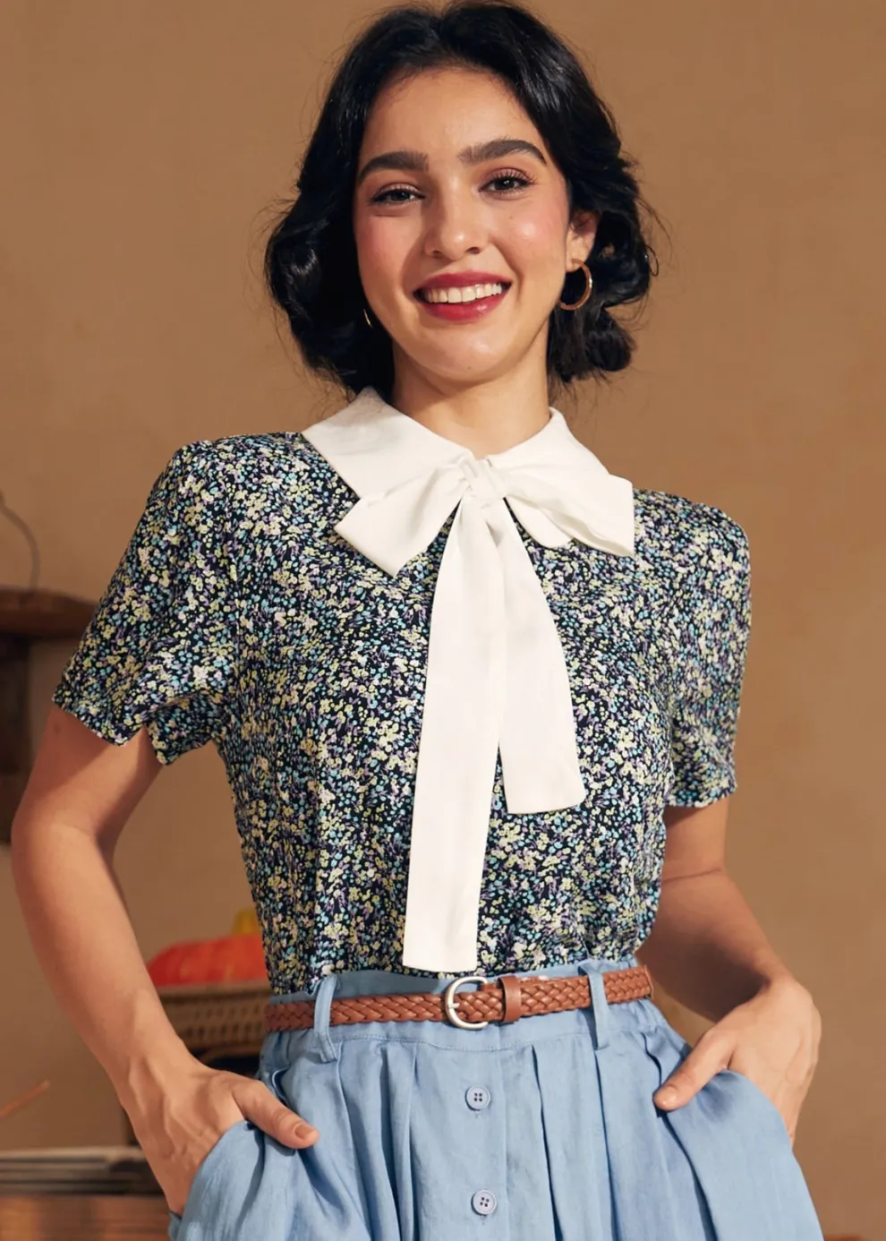 Positive First Impressions Tie-Neck Blouse