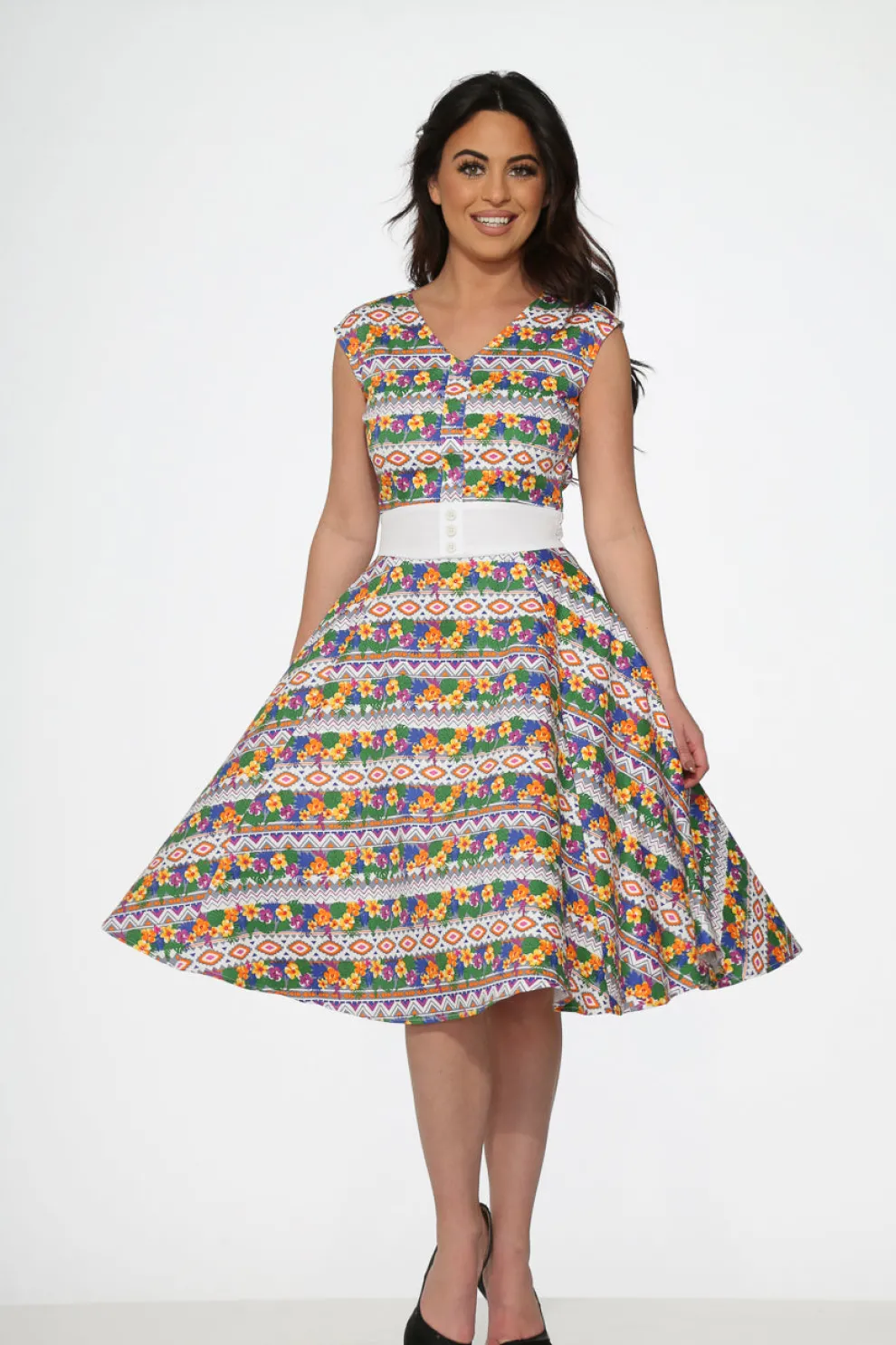 Purple Floral Swing Dress