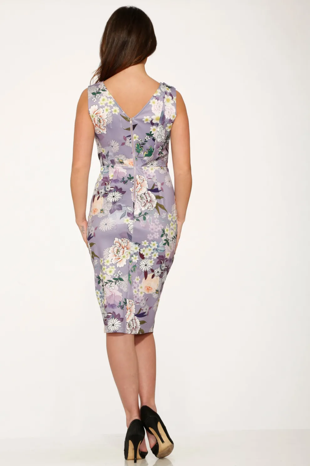 Purple Floral Wiggle Dress