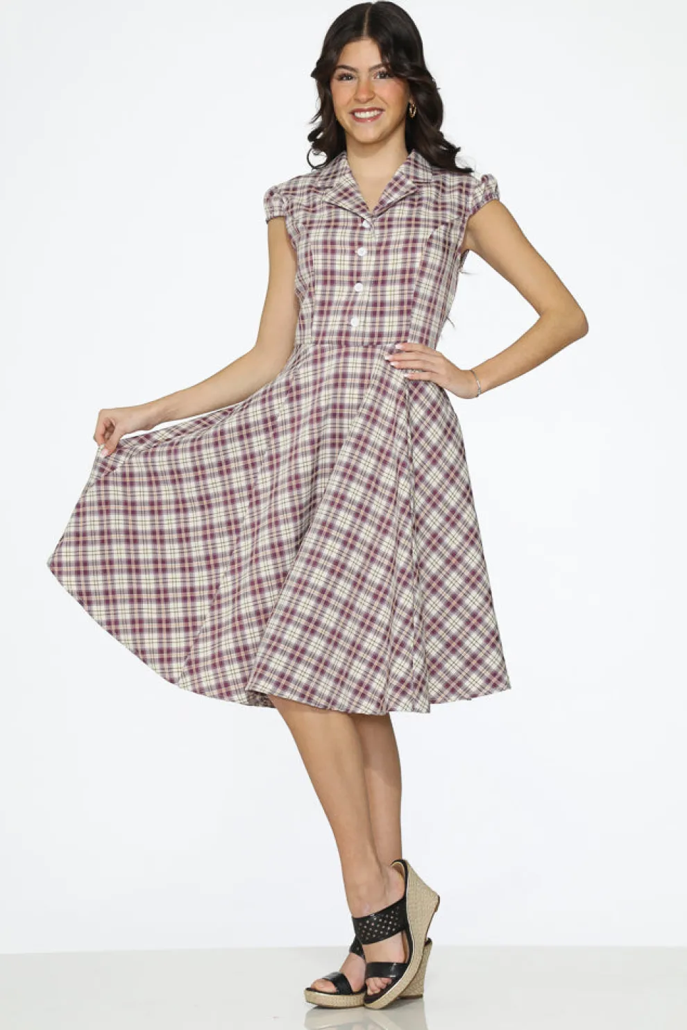 Purple Plaid Swing Dress