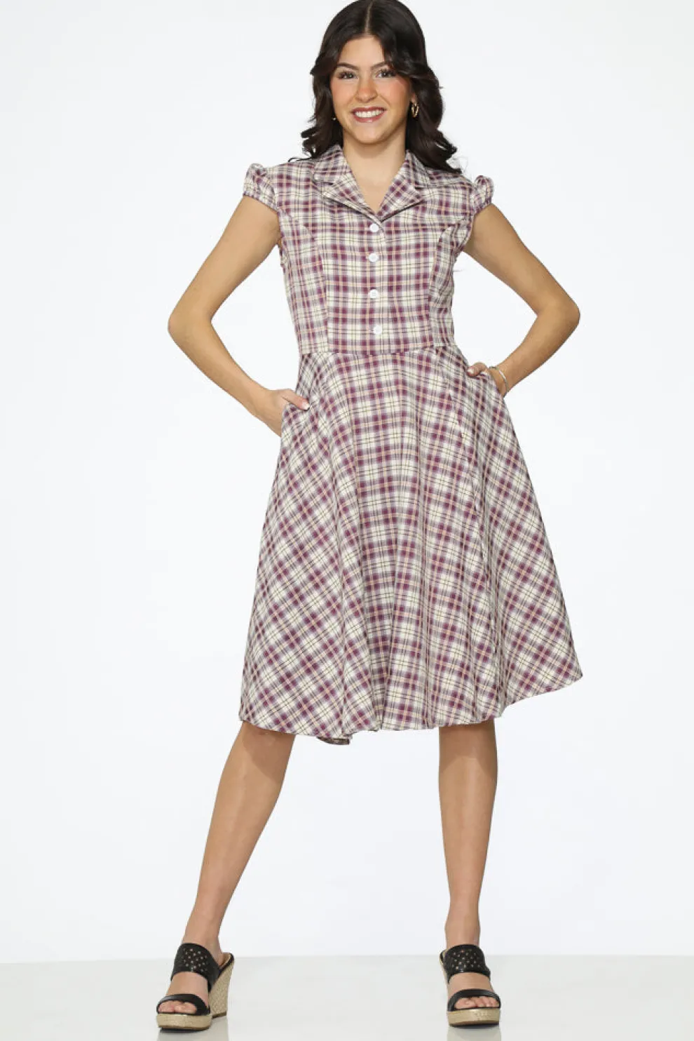 Purple Plaid Swing Dress