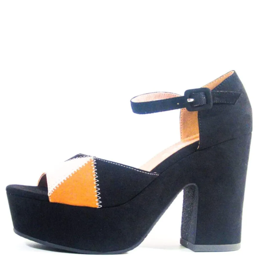 Quilted Patchwork Platform Heels