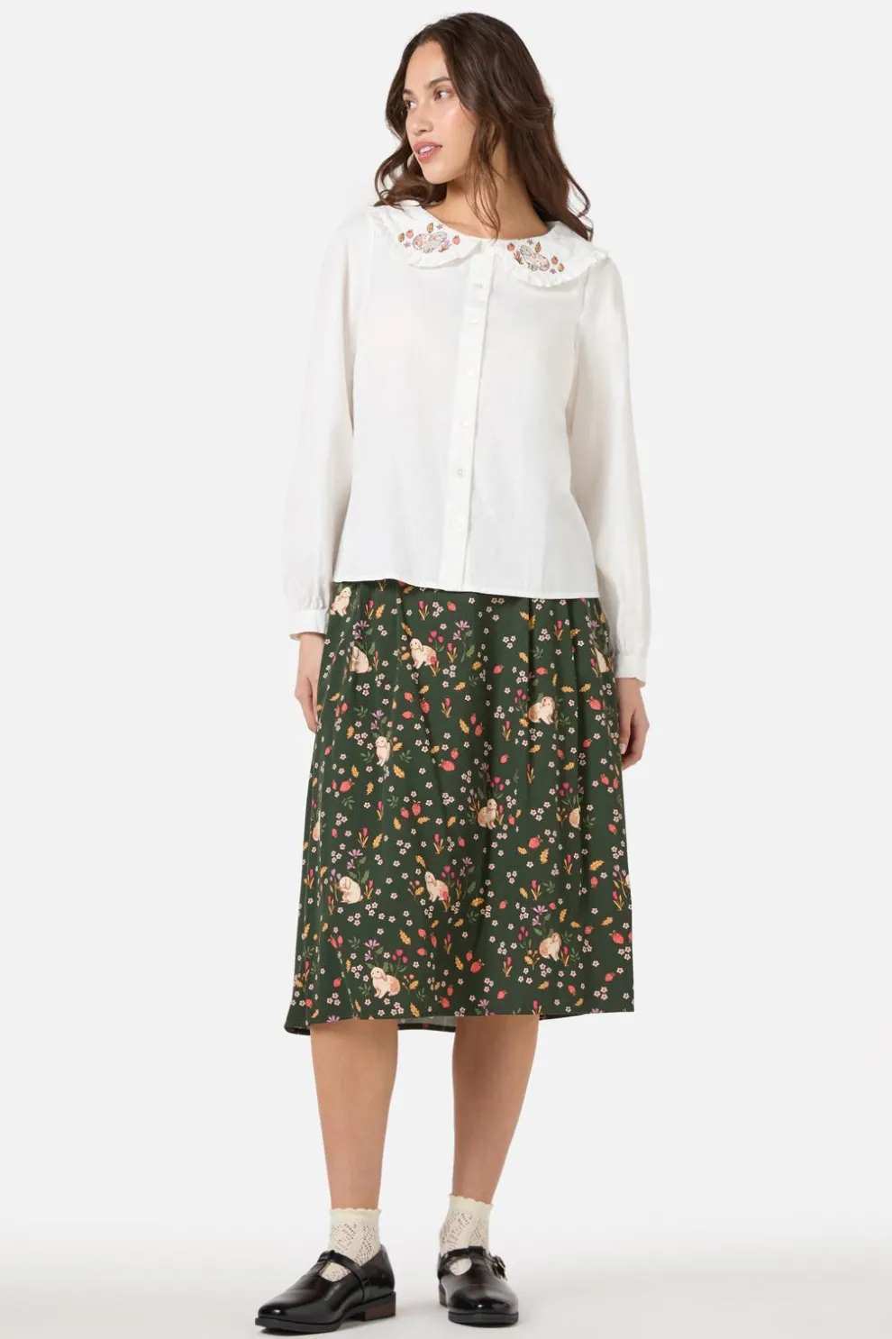 Rabbit Embroidered Blouse