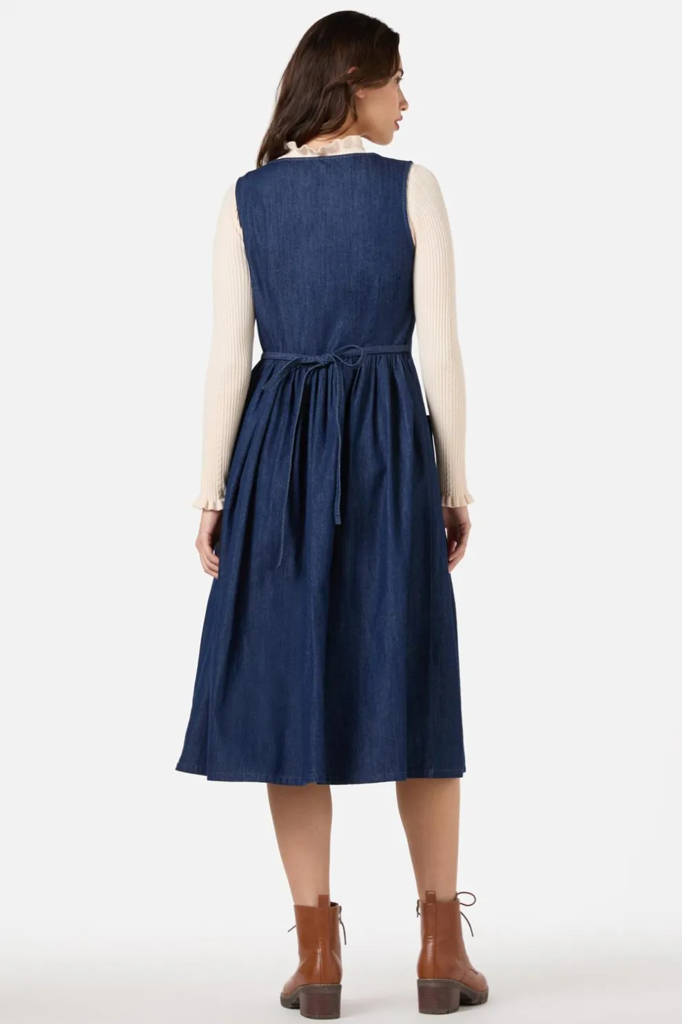 Rabbit Embroidered Denim Dress