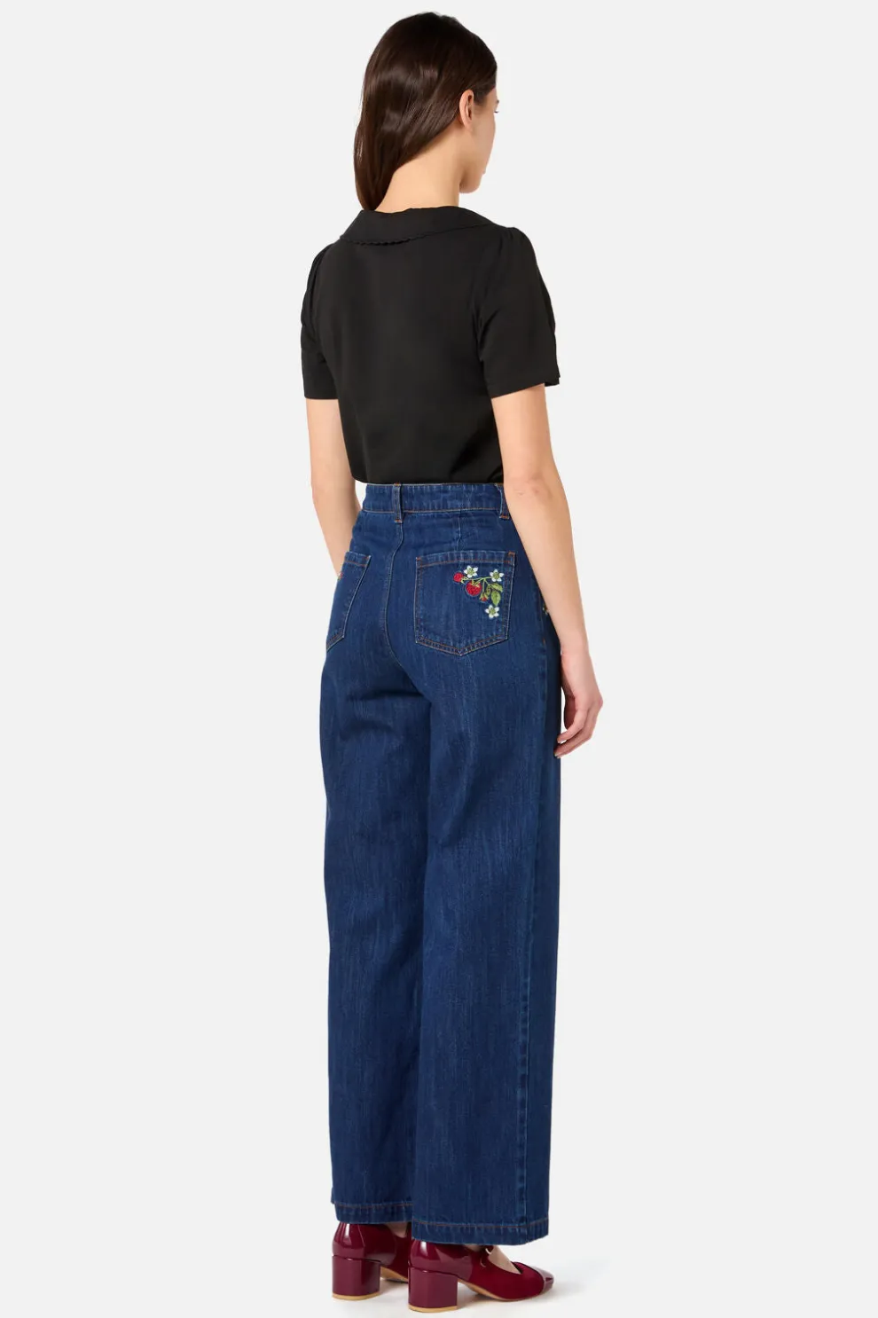 Raspberry Embroidered Jean