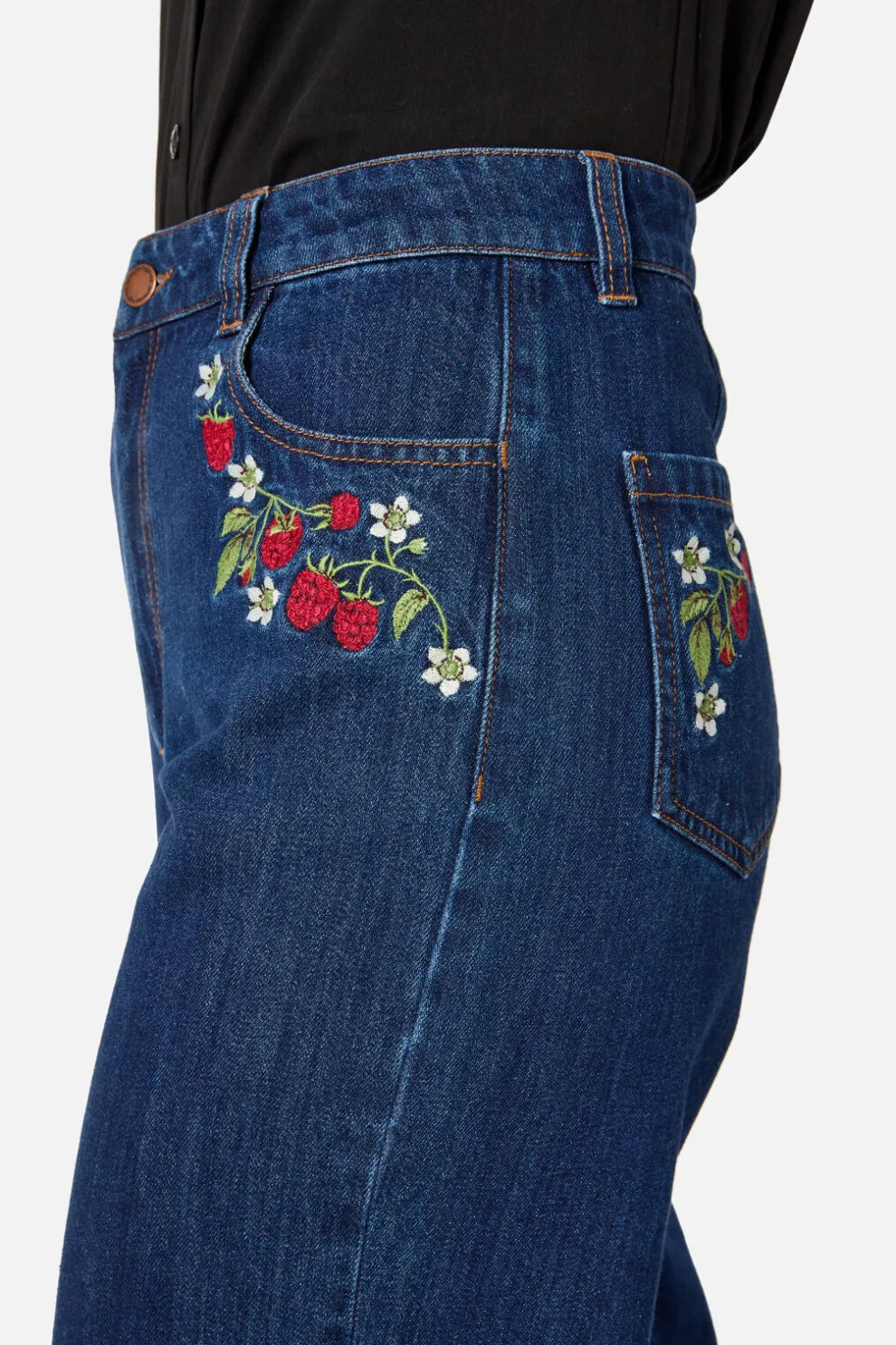 Raspberry Embroidered Jean