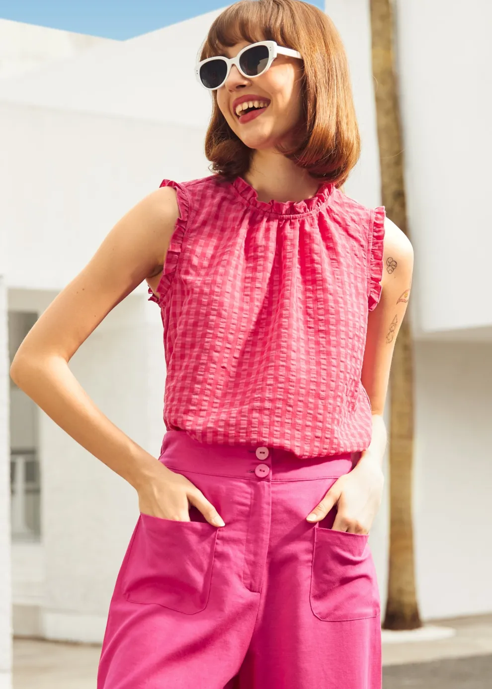 Raspberry Ruffle Blouse