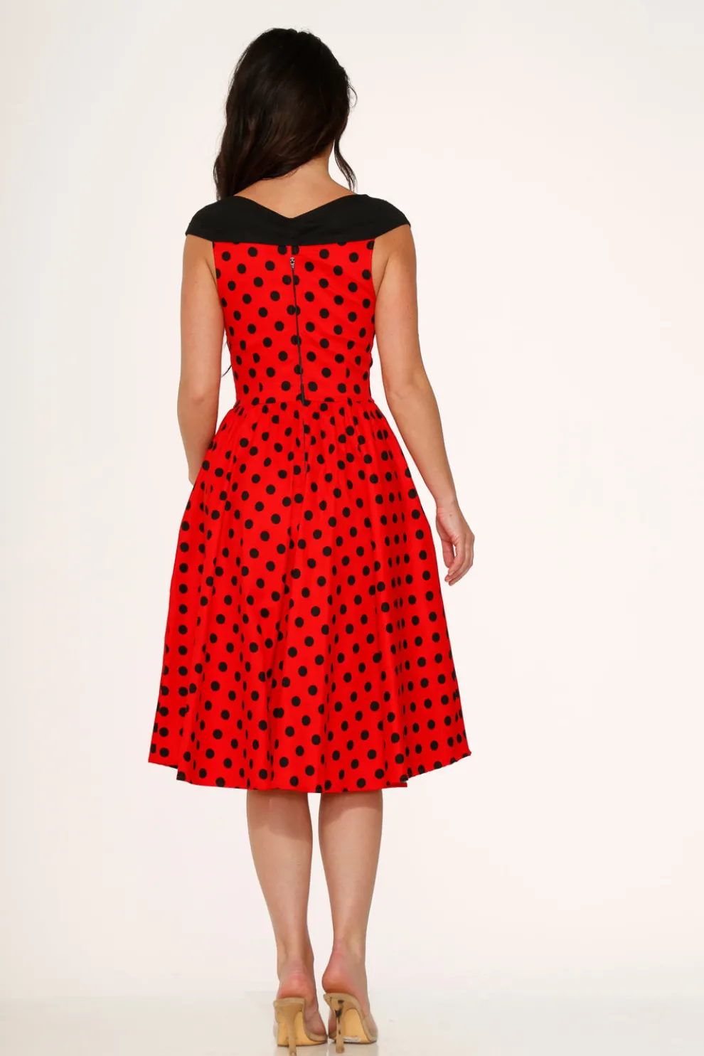 Red & Black Polka Dot Swing Dress