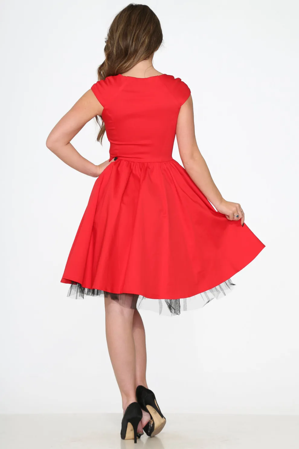 Red & Black Trim Swing Dress