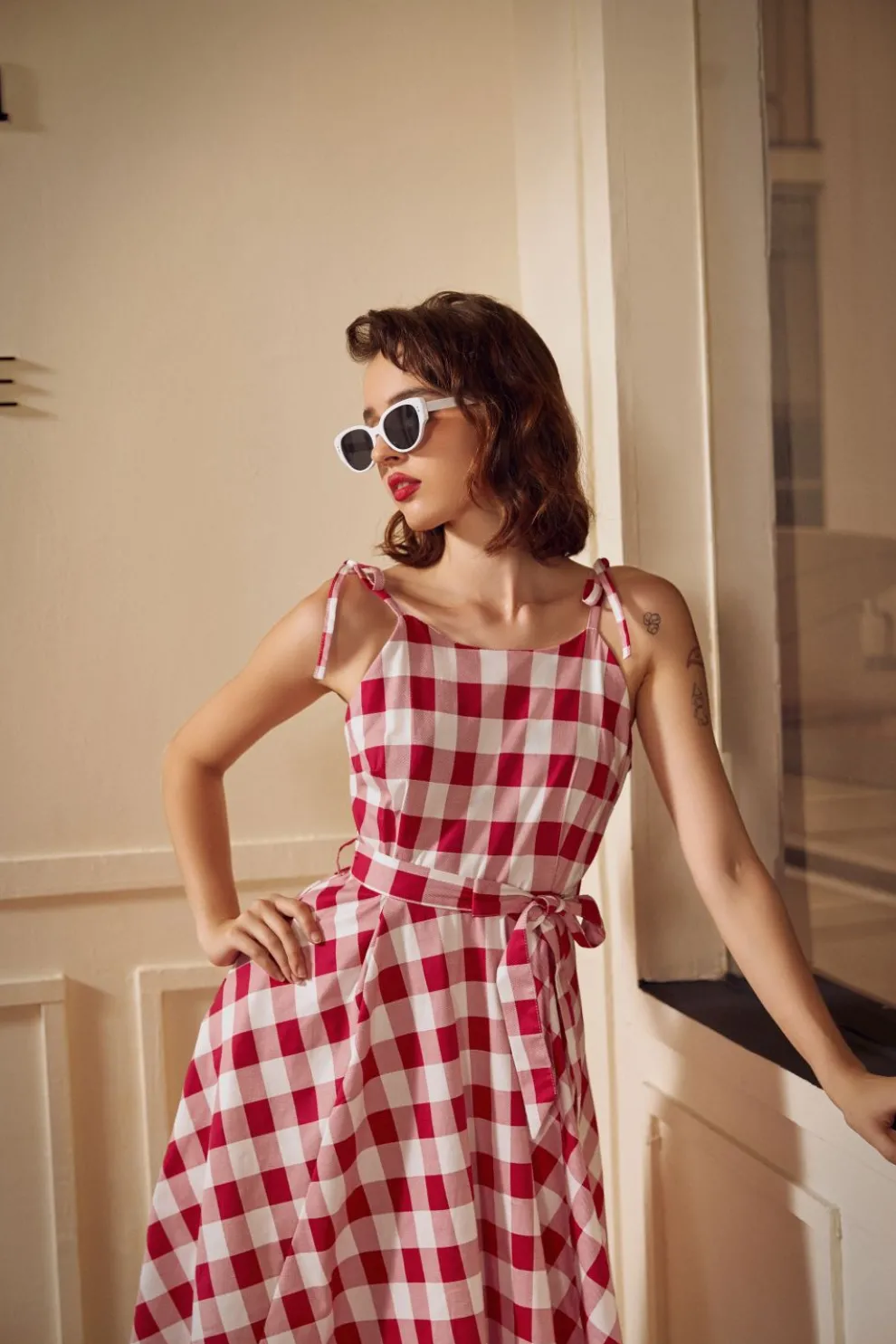 Red & White Picnic Swing Dress