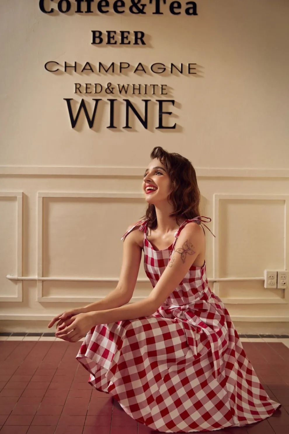 Red & White Picnic Swing Dress