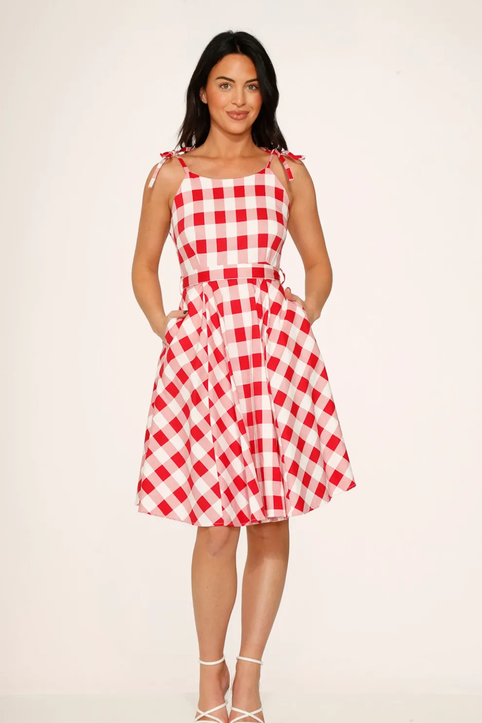 Red & White Picnic Swing Dress