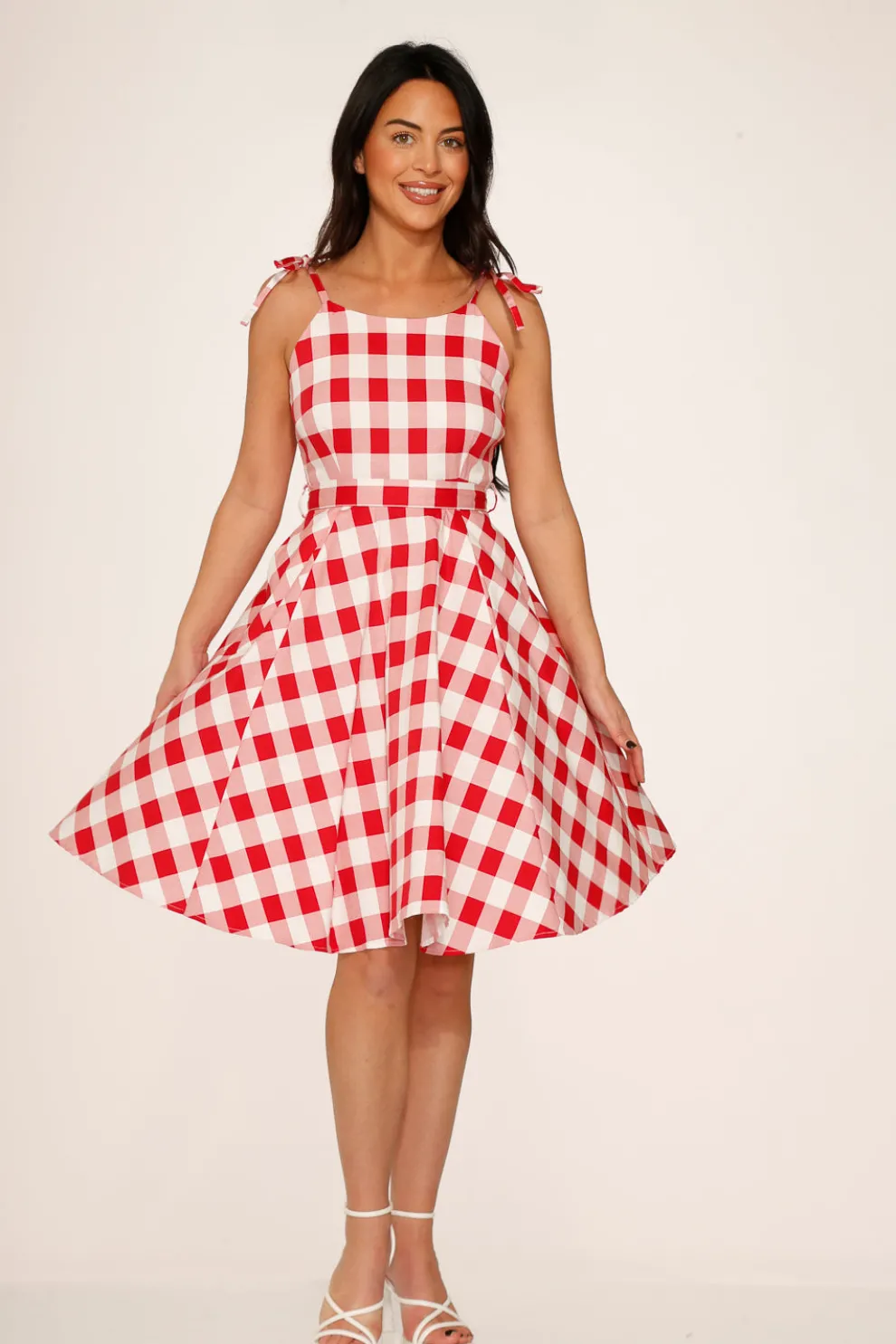 Red & White Picnic Swing Dress