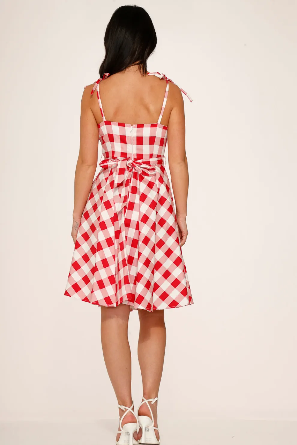 Red & White Picnic Swing Dress