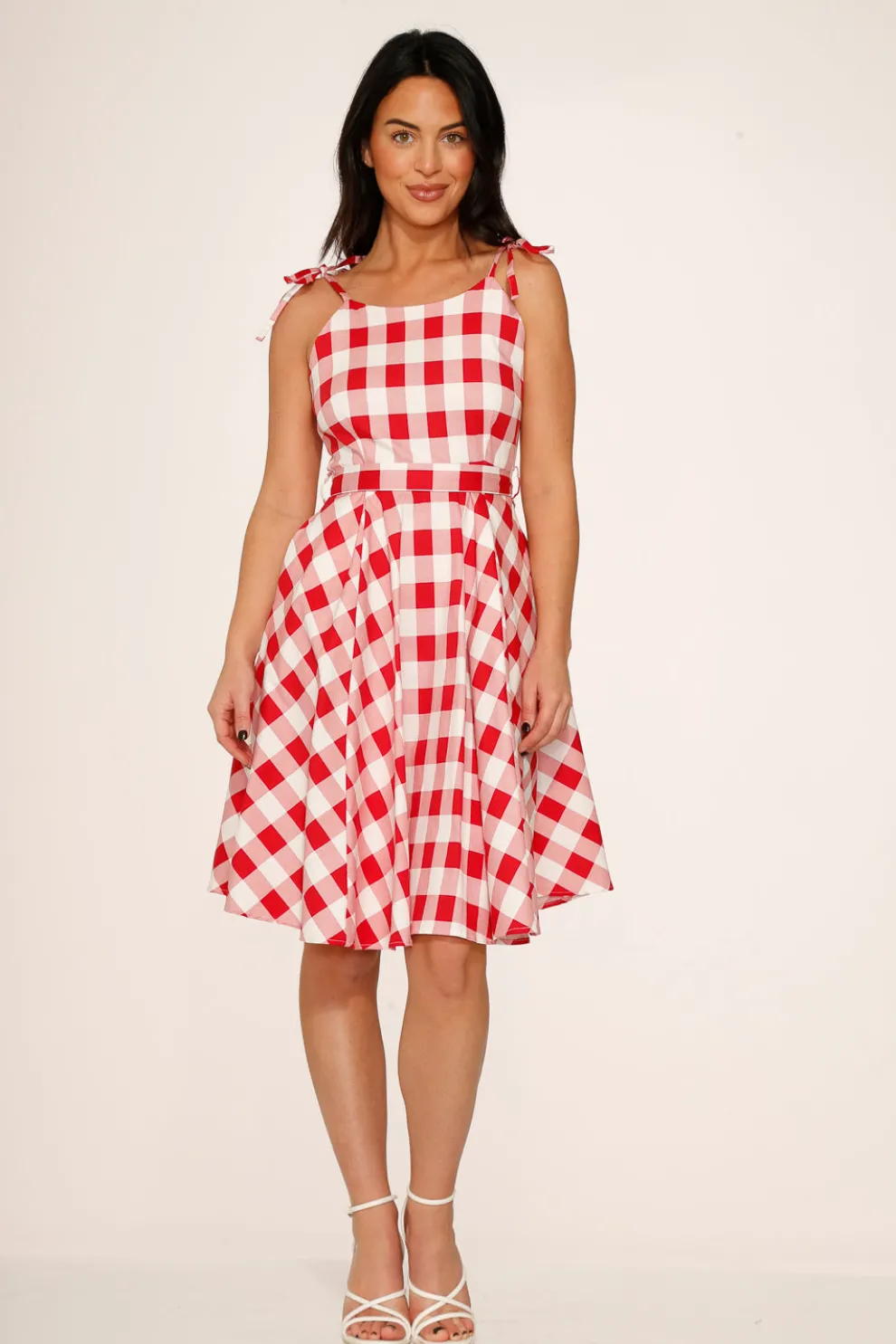 Red & White Picnic Swing Dress
